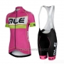 2019 Cycling Jersey Women ALE Pink Gray Short Sleeve and Bib Short