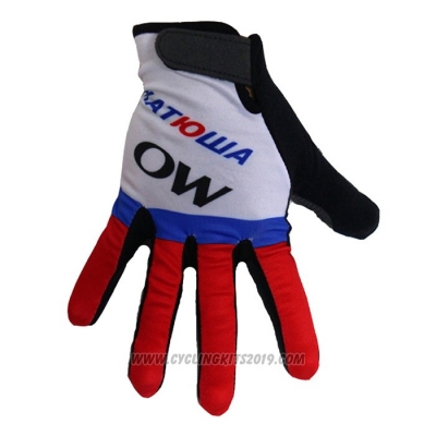 2020 Katusha Full Finger Gloves White Red