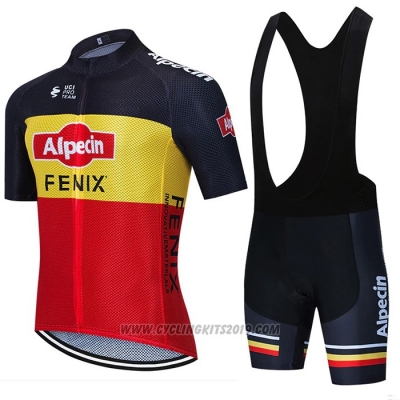 2021 Cycling Jersey Alpecin Fenix Black Yellow Red Short Sleeve and Bib Short