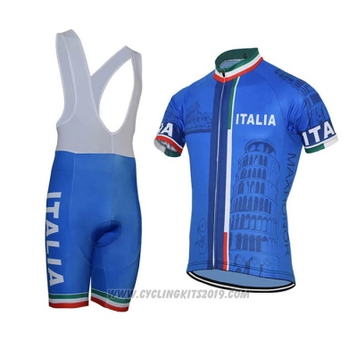 2021 Cycling Jersey Italy Blue Short Sleeve and Bib Short