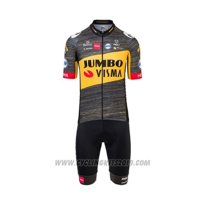 2021 Cycling Jersey Jumbo Visma Black Yellow Short Sleeve and Bib Short