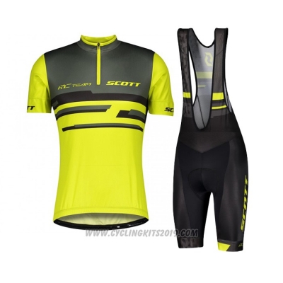 2021 Cycling Jersey Scott Gray Yellow Short Sleeve and Bib Short