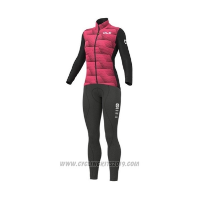 2021 Cycling Jersey Women ALE Deep Pink Long Sleeve and Bib Tight