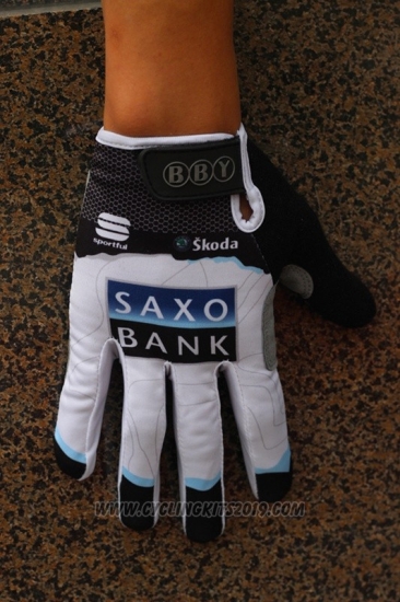 Saxo Bank Tinkoff Full Finger Gloves Cycling White