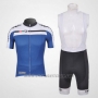 2011 Cycling Jersey Giordana White and Blue Short Sleeve and Bib Short