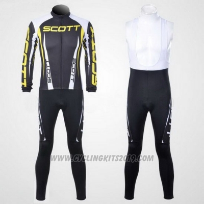2012 Cycling Jersey Scott Gray and Yellow Long Sleeve and Salopette