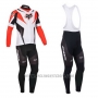 2013 Cycling Jersey Fox White and Red Long Sleeve and Bib Tight
