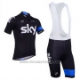 2013 Cycling Jersey Sky Blue and Black Short Sleeve and Bib Short