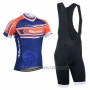 2014 Cycling Jersey Monton Orange and Blue Short Sleeve and Bib Short
