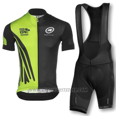2016 Cycling Jersey Assos Black and Green Short Sleeve and Bib Short
