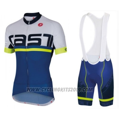 2016 Cycling Jersey Castelli Blue White Short Sleeve and Bib Short