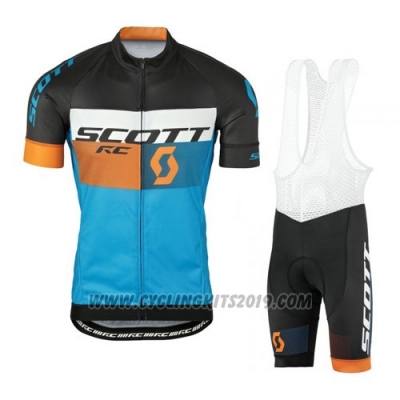 2016 Cycling Jersey Scott Blue and Black Short Sleeve and Salopette
