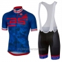 2017 Cycling Jersey Castelli Blue and Red Short Sleeve and Bib Short