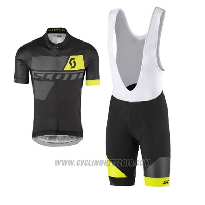 2017 Cycling Jersey Scott Yellow and Black Short Sleeve and Salopette