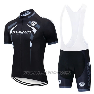 2019 Cycling Jersey Kuota Black White Short Sleeve and Bib Short