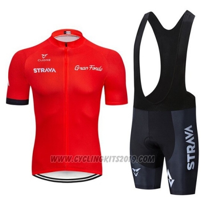 2019 Cycling Jersey Strava Red Short Sleeve and Bib Short
