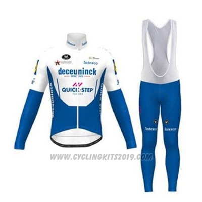 2020 Cycling Jersey Deceuninck Quick Step White Azul Long Sleeve and Bib Tight