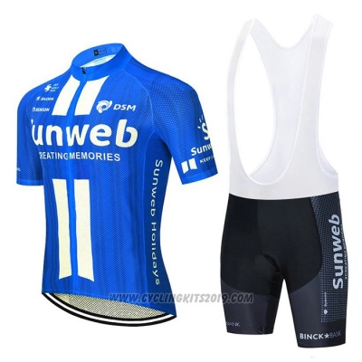 2020 Cycling Jersey Sunweb Blue White Short Sleeve and Bib Short