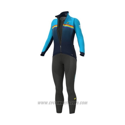 2021 Cycling Jersey Women ALE Sky Blue Long Sleeve and Bib Tight