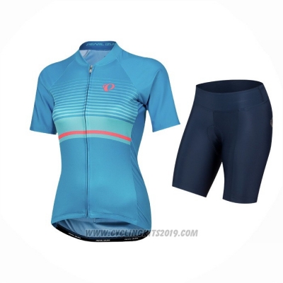 2021 Cycling Jersey Women Pearl Izumi Sky Blue Short Sleeve and Bib Short