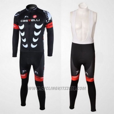 2010 Cycling Jersey Castelli Black and White Long Sleeve and Bib Tight