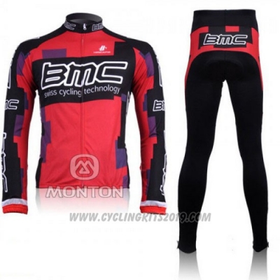 2011 Cycling Jersey BMC Red and Black Long Sleeve and Bib Tight