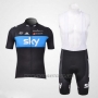 2012 Cycling Jersey Sky Black and Sky Blue Short Sleeve and Bib Short