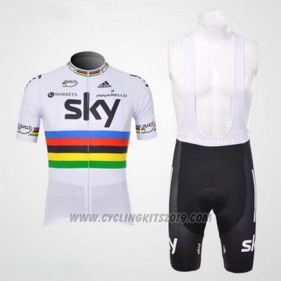 2012 Cycling Jersey Sky UCI Mondo Campione Red and White Short Sleeve and Bib Short