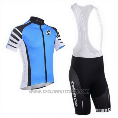 2013 Cycling Jersey Assos Sky Blue and Black Short Sleeve and Bib Short