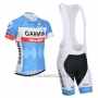 2014 Cycling Jersey Garmin Sharp Light Blue and White Short Sleeve and Bib Short