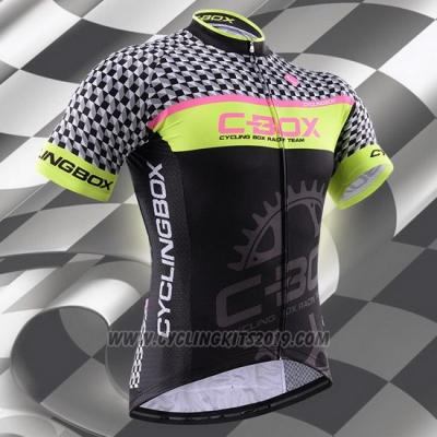 2015 Cycling Jersey Fox Cyclingbox Black and Green Short Sleeve and Bib Short