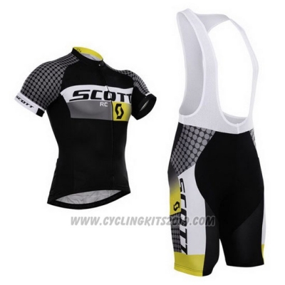 2015 Cycling Jersey Scott White and Black Short Sleeve and Salopette [hua2526]