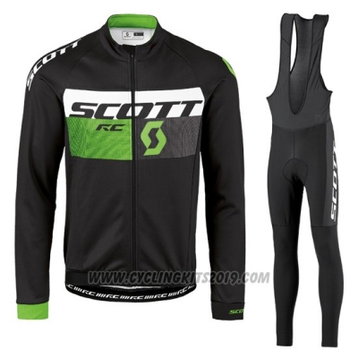 2016 Cycling Jersey Scott Green and Black Long Sleeve and Salopette [hua2544]
