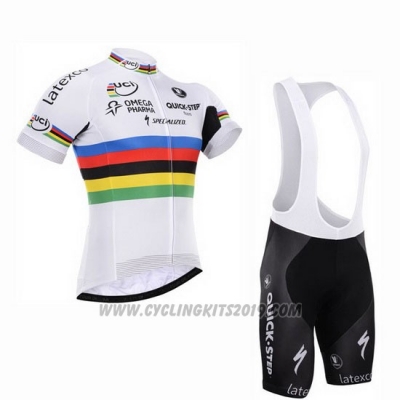 2016 Cycling Jersey UCI Mondo Campione Lider Quick Step White Short Sleeve and Bib Short