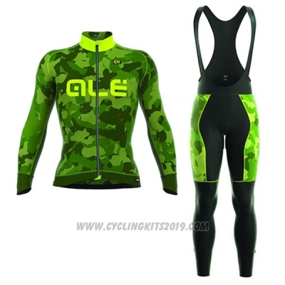 2017 Cycling Jersey ALE Camo Green and Yellow Long Sleeve and Bib Tight