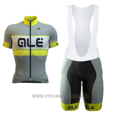 2017 Cycling Jersey ALE Graphics Prr Bermuda Yellow and Gray Short Sleeve and Bib Short