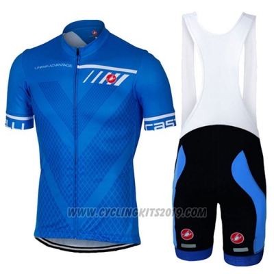 2017 Cycling Jersey Castelli Blue Short Sleeve and Bib Short