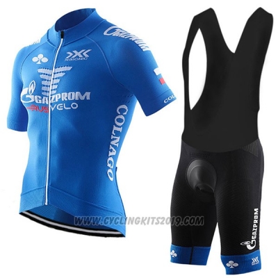 2017 Cycling Jersey Gazprom Rusvelo Colnago Blue Short Sleeve and Bib Short