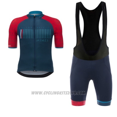 2017 Cycling Jersey Nimes Vuelta Spain Blue and Red Short Sleeve and Bib Short