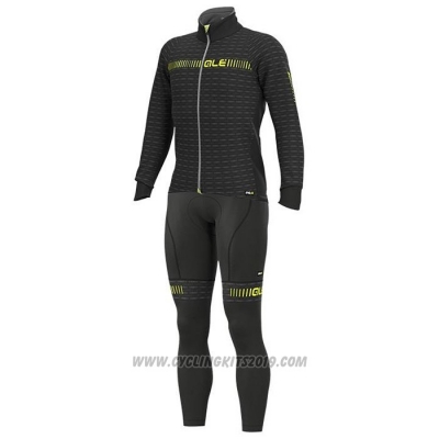 2020 Cycling Jersey ALE Black Yellow Long Sleeve and Bib Tight