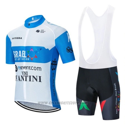 2020 Cycling Jersey Israel Cycling Academy White and Blue Short Sleeve and Bib Short