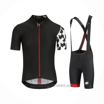 2021 Cycling Jersey Assos Black White Red Short Sleeve and Bib Short