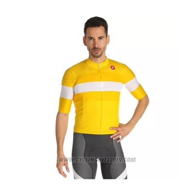 2021 Cycling Jersey Castelli Yellow Short Sleeve and Bib Short