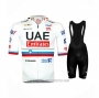 2024 Cycling Jersey UAE Slovenia Champion White Short Sleeve and Bib Short