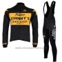 2010 Cycling Jersey Johnnys Black and Yellow Long Sleeve and Bib Tight