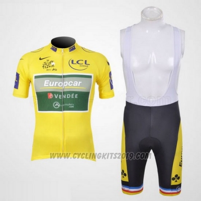 2011 Cycling Jersey Europcar Lider Yellow Short Sleeve and Bib Short