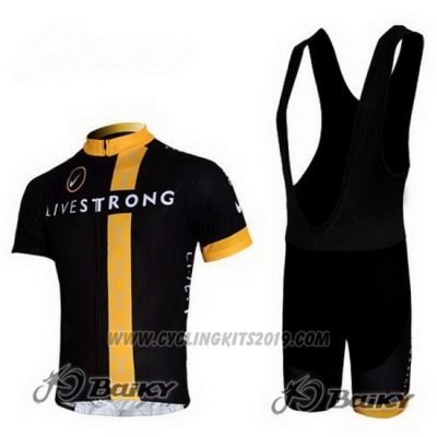 2011 Cycling Jersey Livestrong Black and Yellow Short Sleeve and Bib Short
