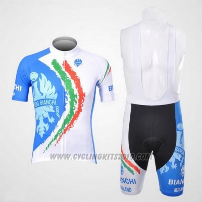 2012 Cycling Jersey Bianchi White and Light Blue Short Sleeve and Bib Short [hua1537]