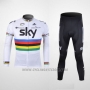 2012 Cycling Jersey Sky UCI Mondo Campione Black and White Long Sleeve and Bib Tight