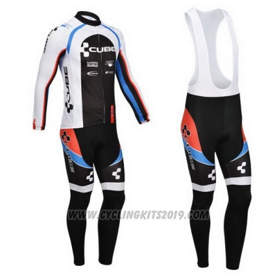 2013 Cycling Jersey Cube Black and White Long Sleeve and Bib Tight